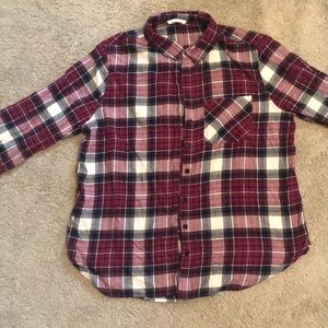 Plum plaid flannel shirt